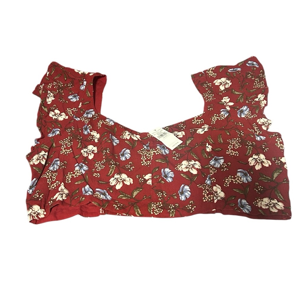 American Eagle Outfitters Multicolored Cropped Ruffled Blouse